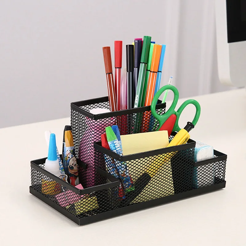 1PC Fashion Multifunctional Office Stationery Desk Organizer Mesh Collection Pen Holder Organizer Box For Birthday Gift