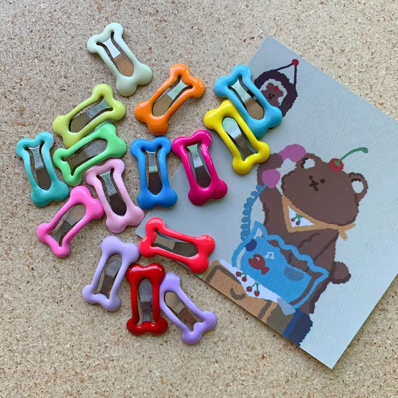 

50 PCs/Lot, 2.4cm Hair Clips for Puppy and Cat, Mix Color, BB Clips, Bone Shape, Doggie Hairpin, Grooming Accessories,