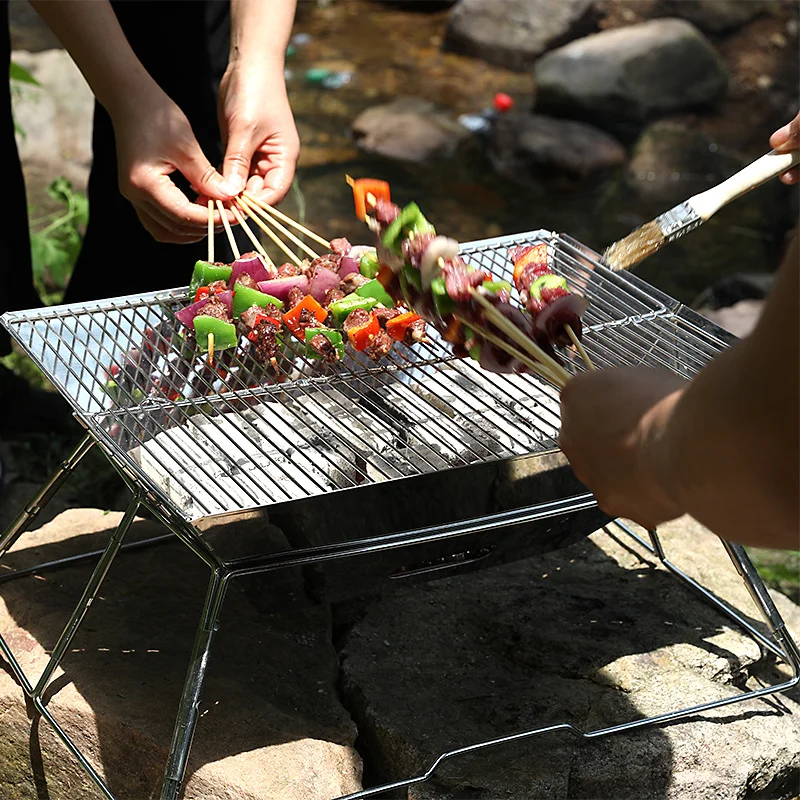 Outdoor Barbecue Grill Stainless Steel Picnic Barbecue Stove Portable Foldable Barbecue Grill Garden Picnic Tools