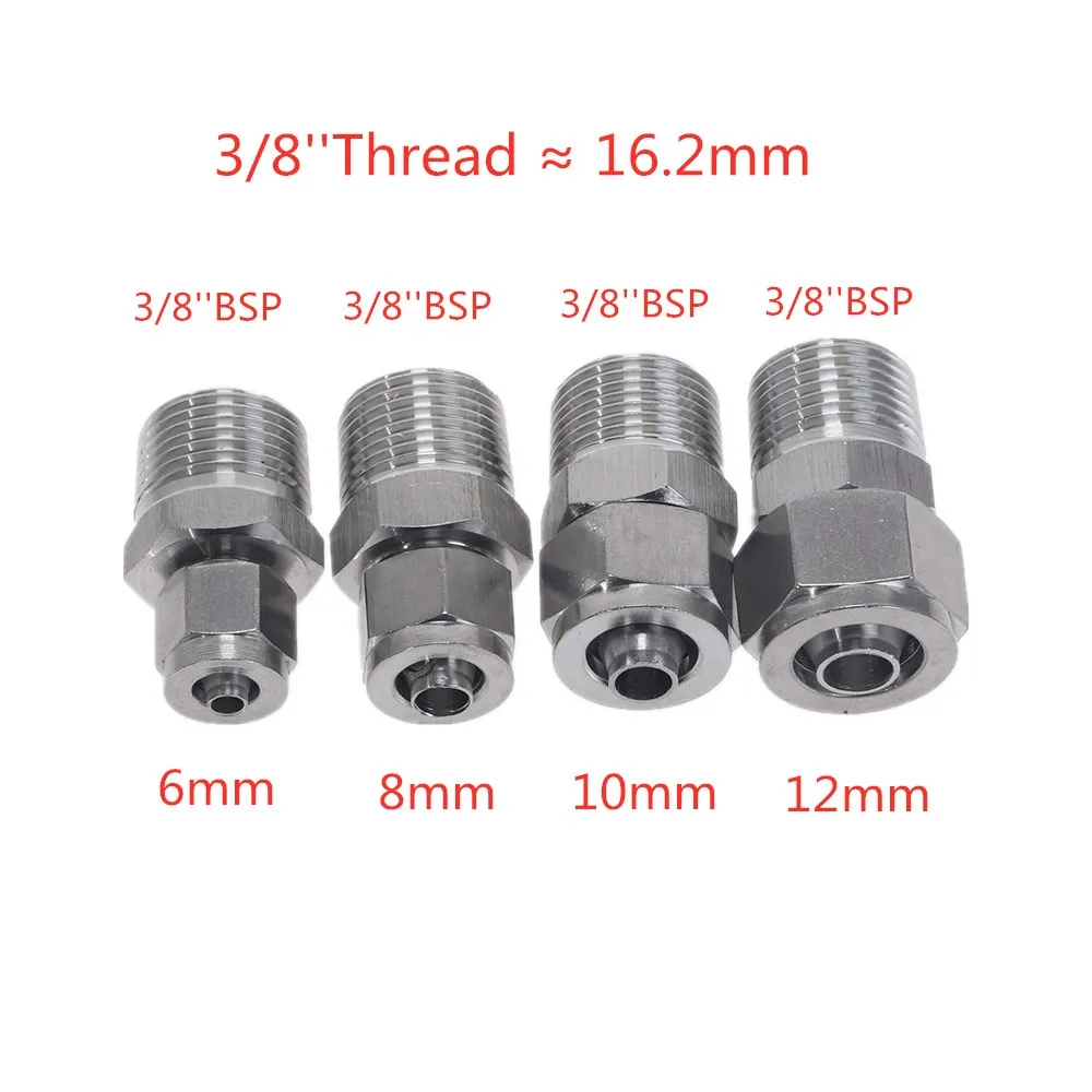 1pc Quick connectors Tube Pipe Fittings Threaded Male Connector Stainless Steel SS 304 1/8\'\' 1/4\'\' 3/8\'\' 1/4\'\' BSP Thread