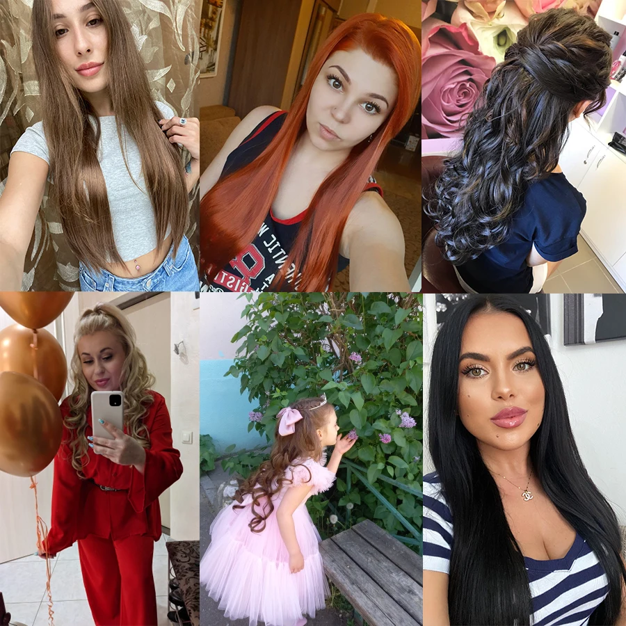 Leeons 16Clips Long Straight Synthetic Clip On Hair Extensions Cheveux Clip Naturel High Temperature Fiber Black Brown Hairpiece image 6
