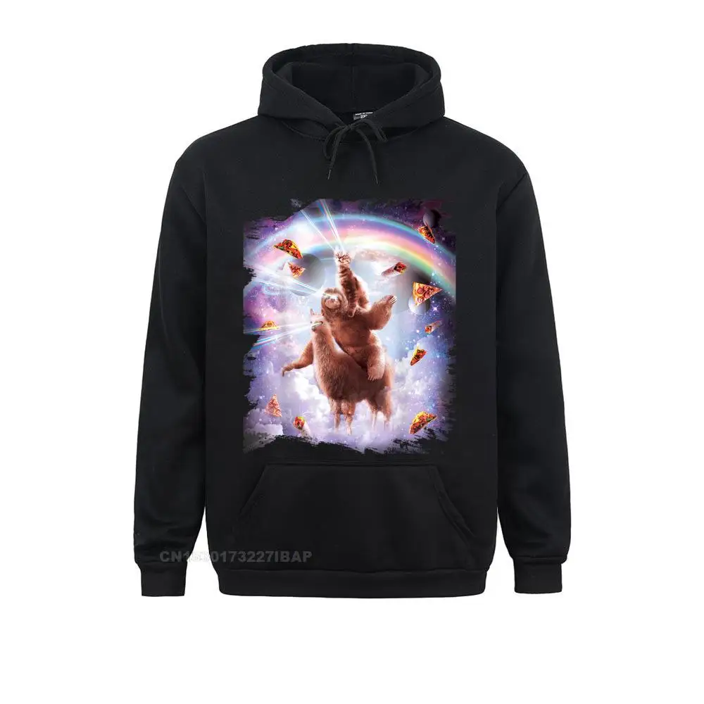 

Laser Eyes Space Cat Riding Sloth Llama Rainbow Hooded Pullover Printed Lovers Day Student Hoodies England Style Clothes Family