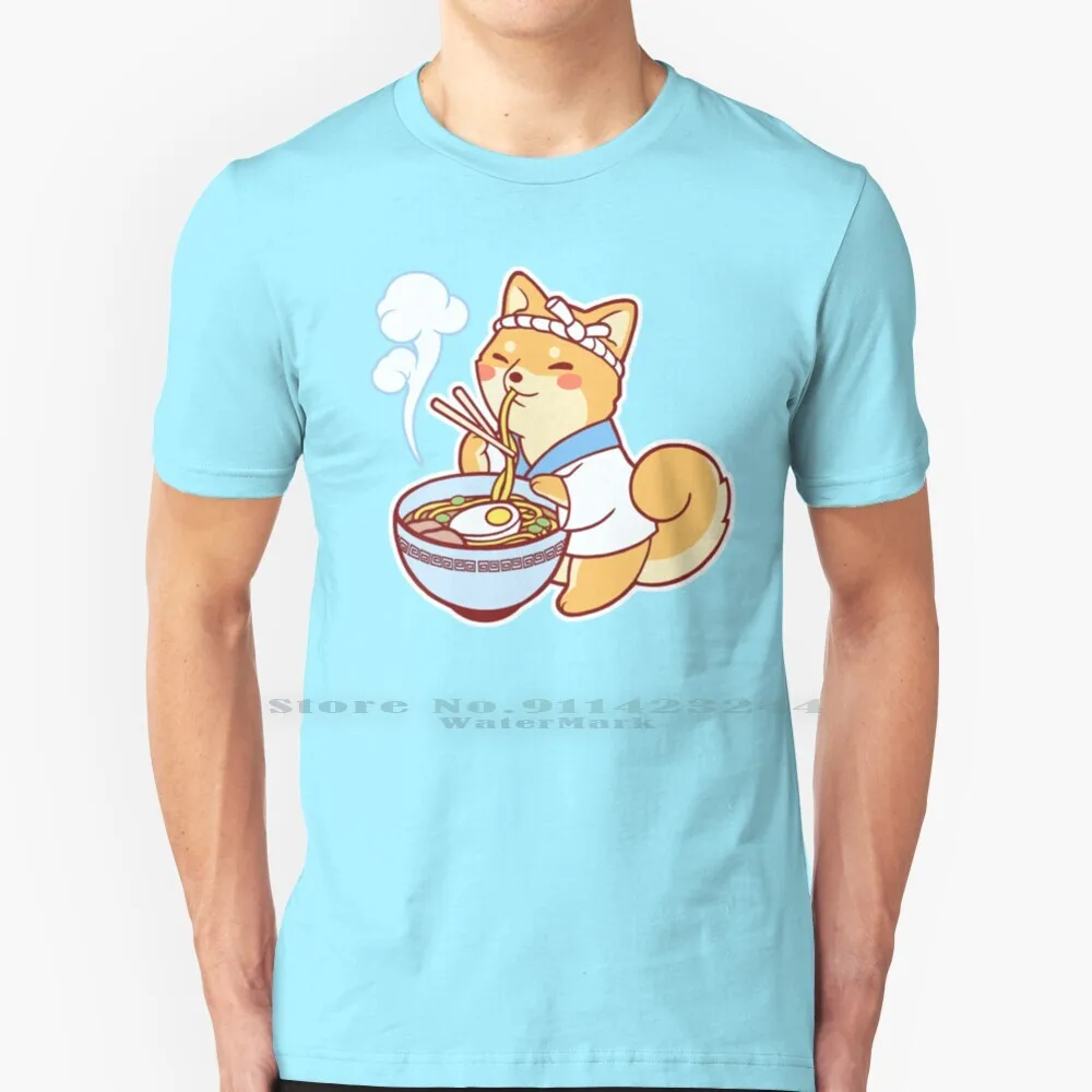 Ramen Shiba 100% Cotton T Shirt Ramen Shiba Inu Shibainu Akita Japanese Kawaii Chiba Dog Lover Dogs Puppy Noodles Cute Food