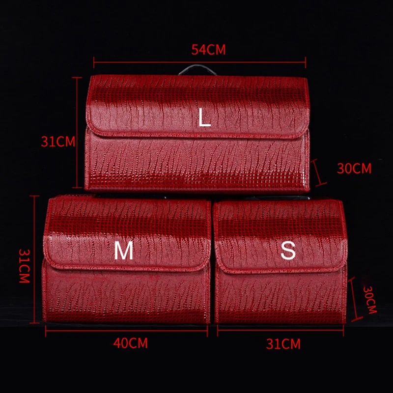 Car Trunk Storage Box Luxury Crocodile Pattern Folding Car Organizer Box Multifunction PU Leather Storage Bag Auto Accessories