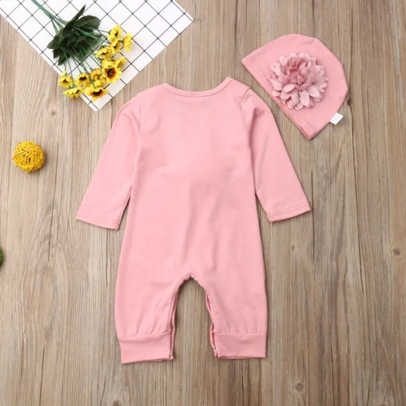 2PCS Newborn Baby Girl Clothes 3D Cute Floral Long Sleeve Romper Jumpsuit Outfits 0-18M Long Sleeve Baby Bodysuit