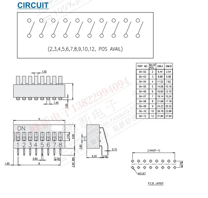 CTS206-3 eua lado plug oblíqua curvado pé em linha reta plug 3-bit p disque código de discagem interruptor disque disque dial liso 2.54