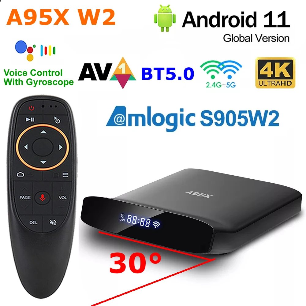 

Android 11 Smart TV Box A95X W2 Amlogic S905W2 TV BOX Quad Core 4GB 64GB AV1 5G Wifi AC 4K Youtube BT5.0 Set Top Box PK A95X F4