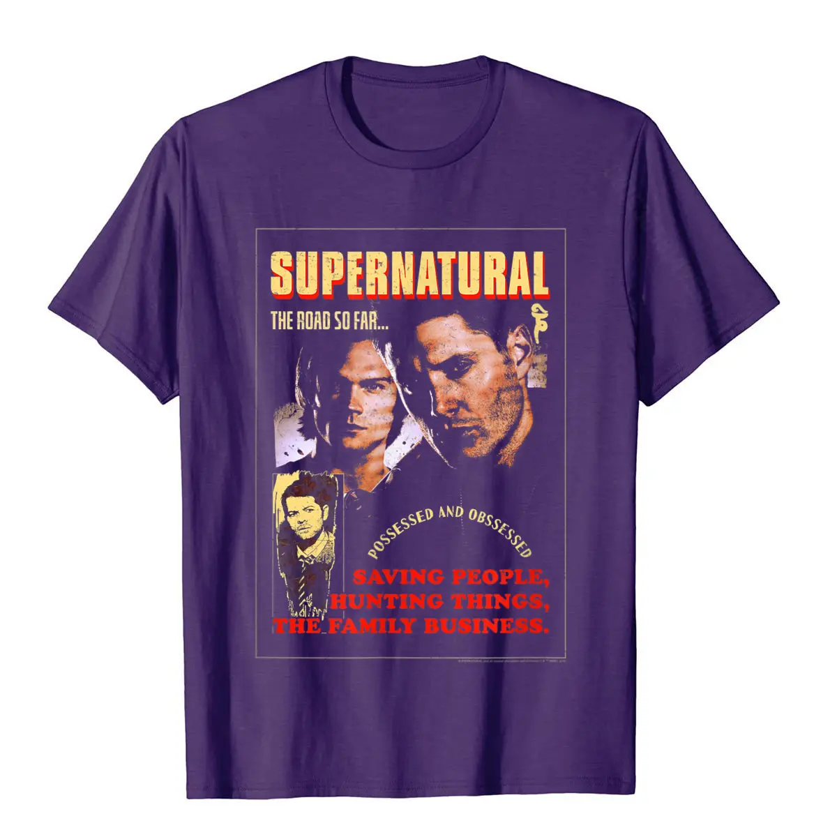 Supernatural Sam Dean The Road So Far Poster T-Shirt Summer T Shirt For Men Plain Cotton T Shirts Casual