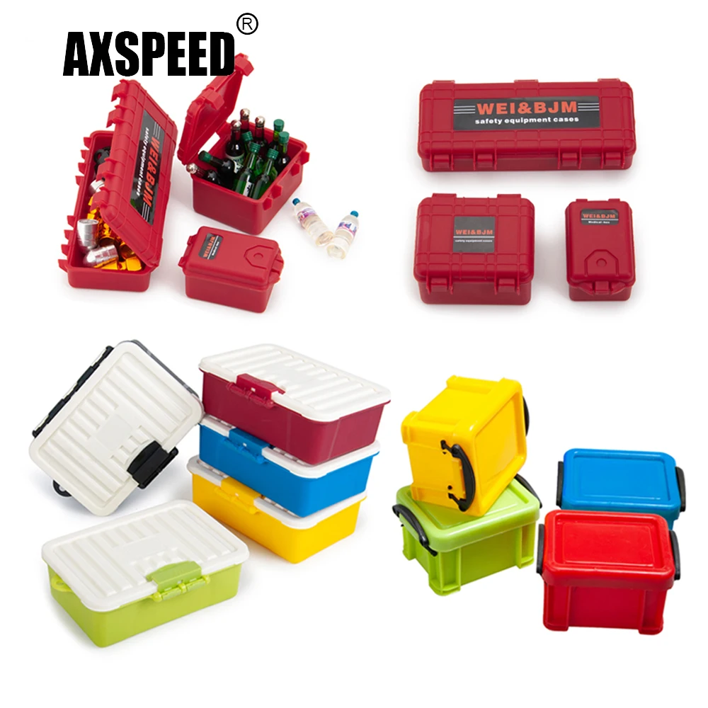 AXSPEED Simulated Plastic Mini Storage Box for TRX-4 Axial Wraith SCX10 1/10 1/12 RC Crawler Car Decoration Accessories