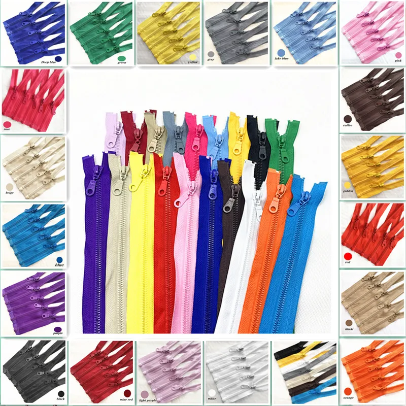 50pcs 5 #25-70 Cm Resin Detachable Zipper Opening That Opens The Self-Locking Plastic Self-Locking Zipper(20 Colors)