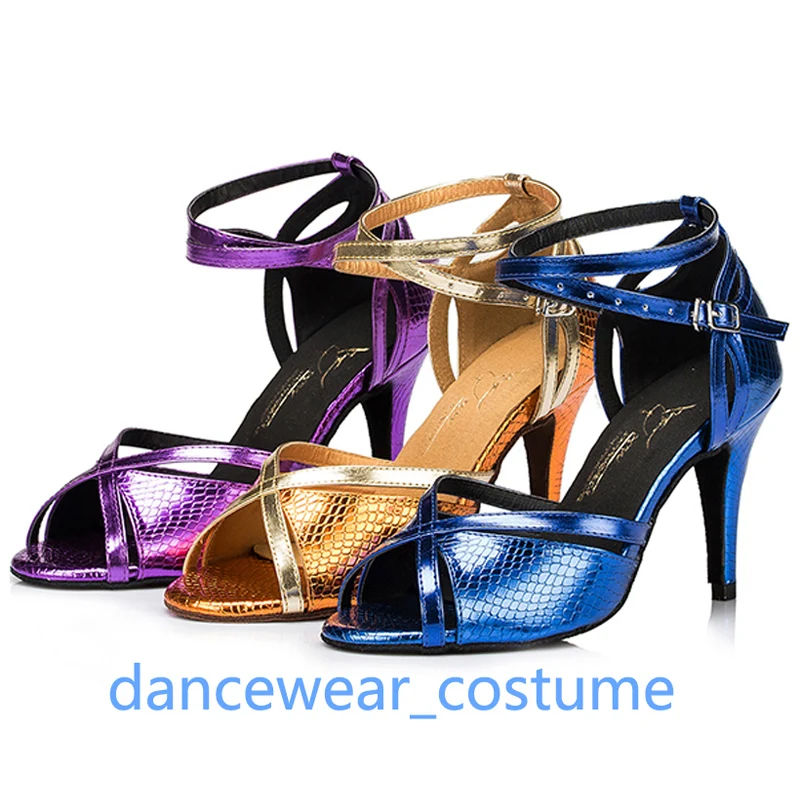 

New Party Ballroom Latin Tango Modern Dance Salsa Shoes Ladies Performance Practice Soft Bottom Heels Sandals Shoe US5-9 5Colors