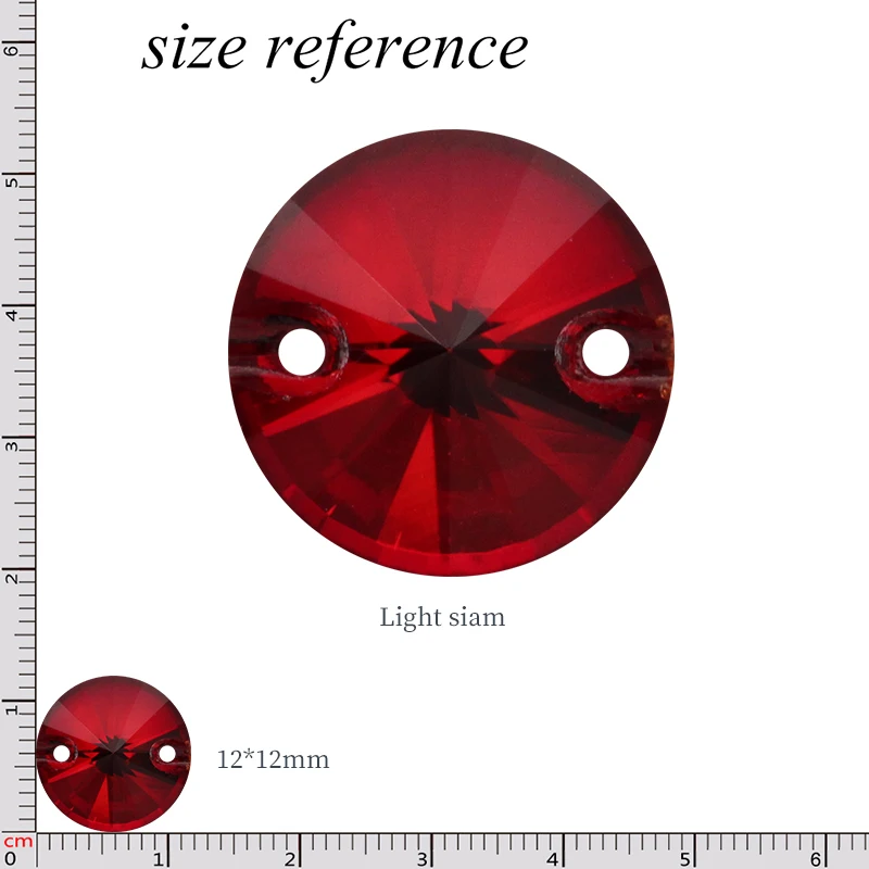 Red Round K9 Crystal Strass Glass  Flatback Sew-on Rhinestones for Diy Craft Christmas Clothing Garment Decoration Jewelry Beads