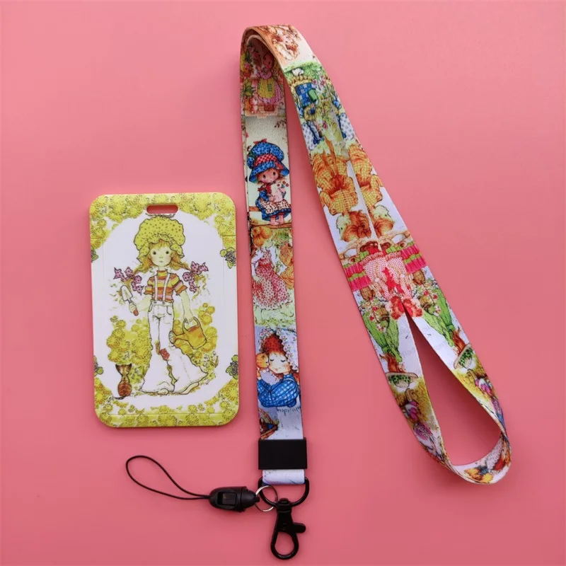 Fresh Office Ladies ID Card Holder Pretty Neck Strap Lanyards Name Badge Holder Card Cover Key Chain for Christmas Gift