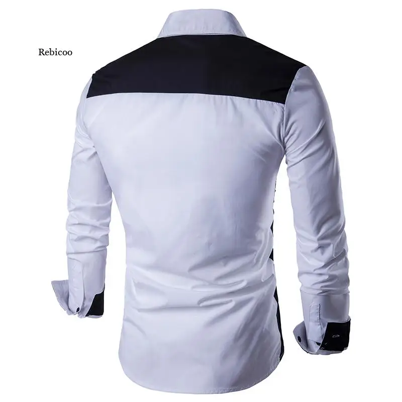 Camicie eleganti da uomo primavera Casual manica lunga moda Business camicia Patchwork camicie sociali uomo Slim Fit per abbigliamento uomo