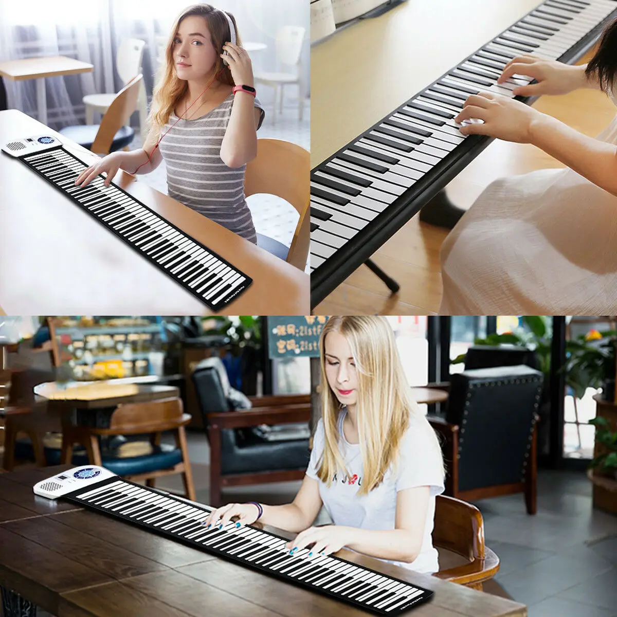 88 Key Electronic Roll Up Piano Keyboard Silicone Rechargeable w/Pedal  TY576045