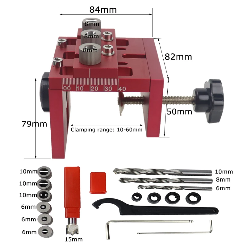 Removable 3 in 1 Doweling Jig Kit Drilling Guide Locator Hole Puncher Pocket Hole Jig For Cabinet Furniture Woodworking Tools