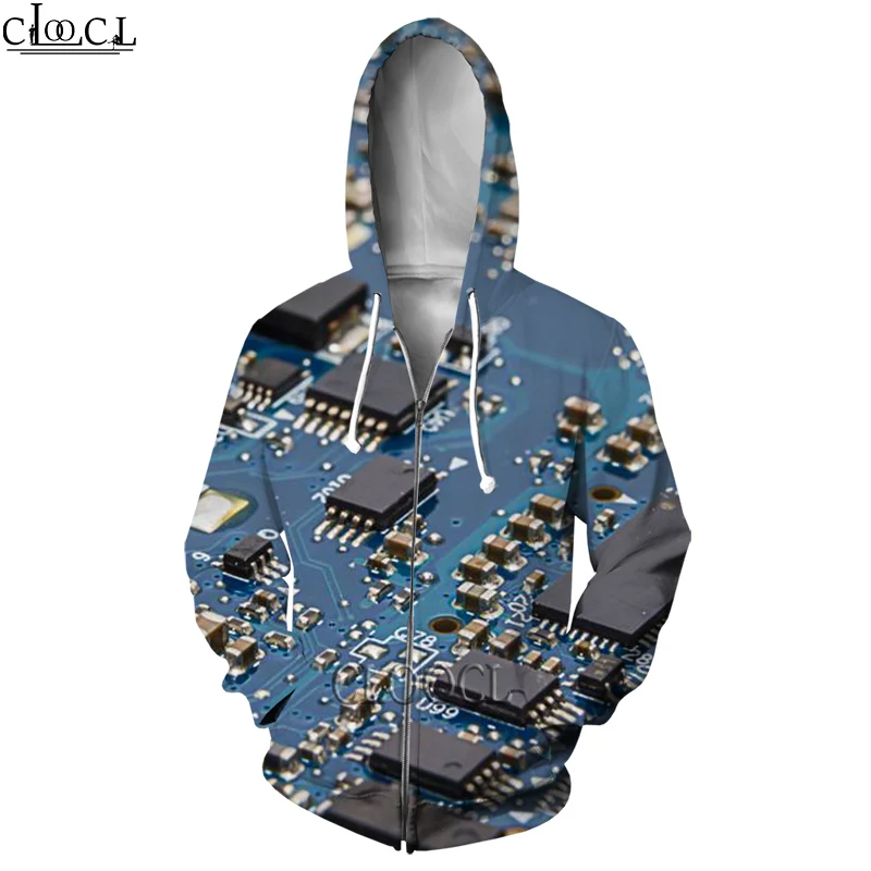 HX 2021  Newest Electronic Chip 3D Print Hip Hop Zipper Hoodies Men Women Fashion Autumn Hot Selling Hoody Casual Harajuku Coat