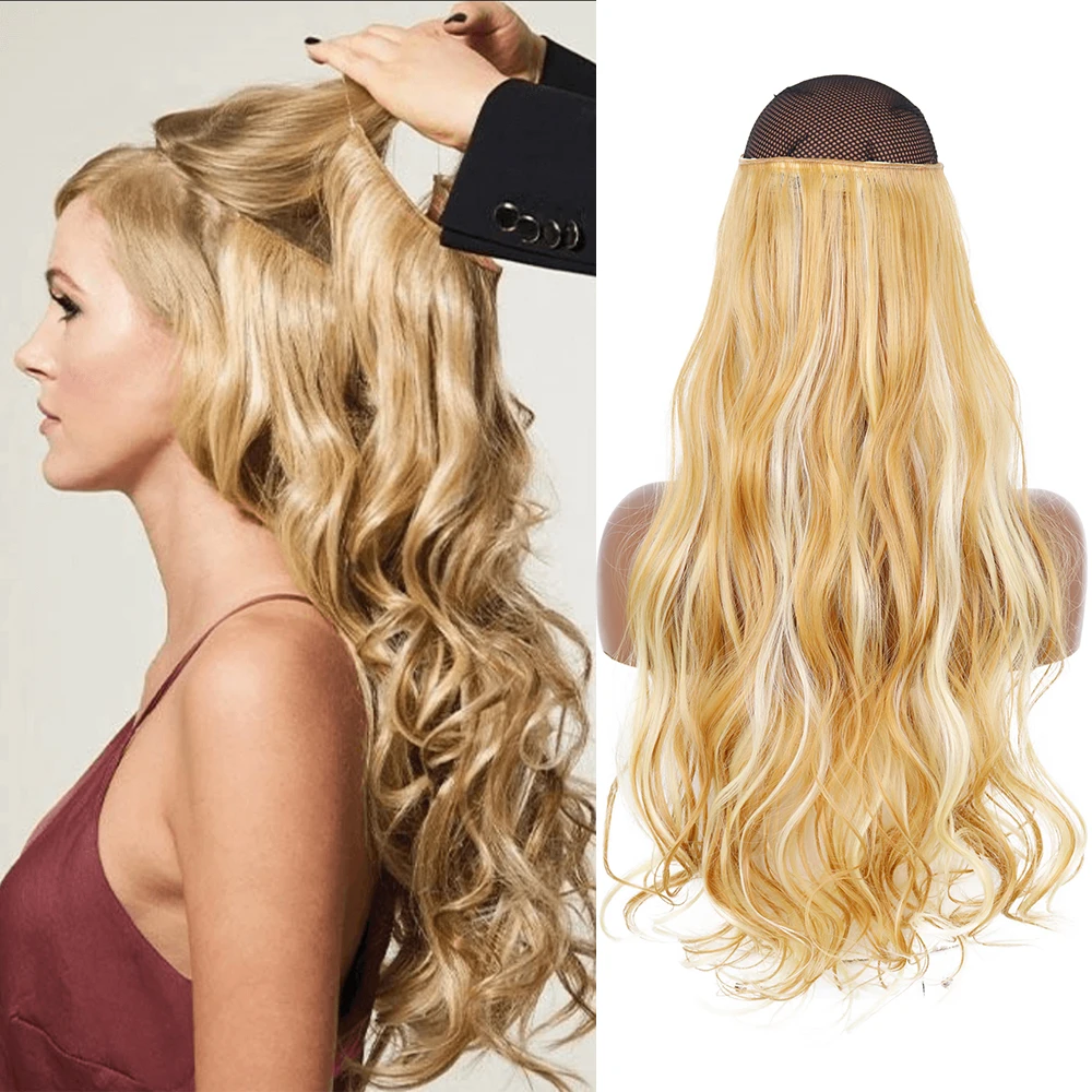 

Synthetic No Clip Hair Extension Curly/Straight Secret Wire Natural Hidden Wire Hairpieces Adjustable Transparent Wire