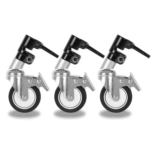 스튜디오 비디오에 적합한 직경 25mm 다리의 라이트 스탠드용 3 팩 회전 캐스터 휠, 내구성있는 금속 구조