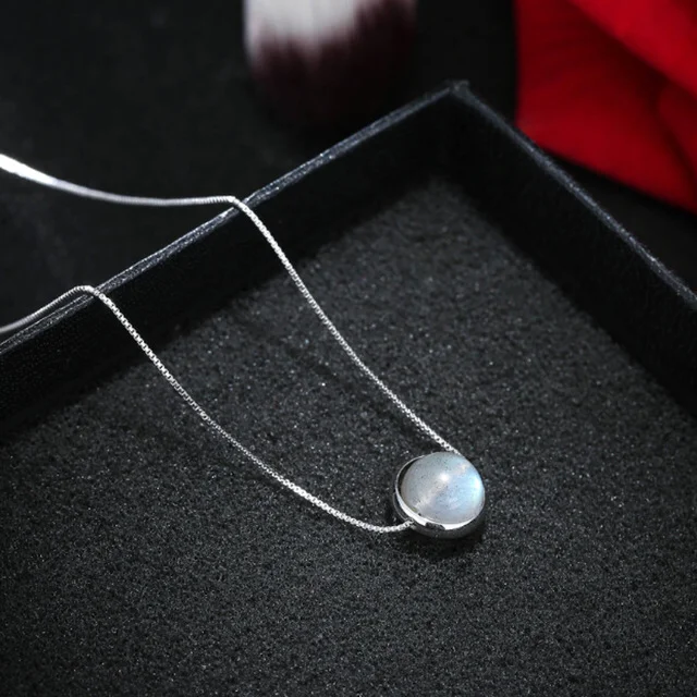 Echt 925 Sterling Zilveren Ketting Maansteen Bead Kettingen Voor Vrouwen Handgemaakte 925 Sterling Zilveren Sieraden