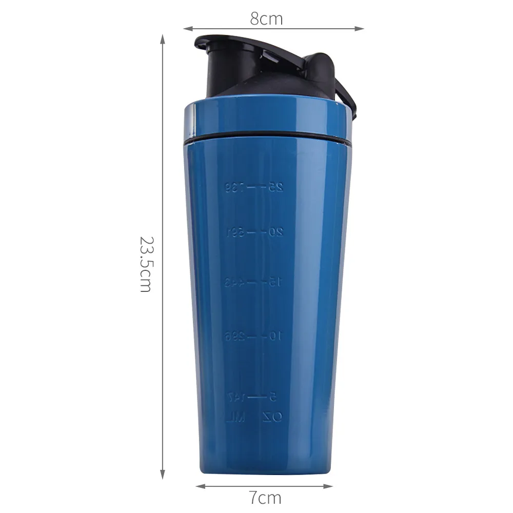 740ML Whey Protein Powder Sport Shaker Water Bottle Stainless Steel Gym Shaker Kettle Bottle Vacuum Mixer Cup BPA-Free