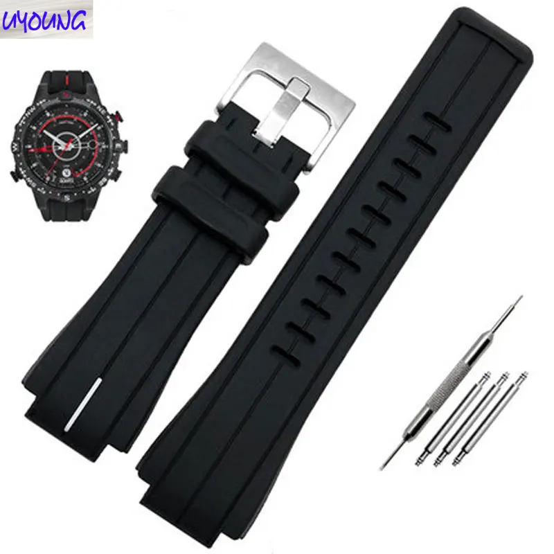 New Stype Silicone Watch Band Compatible for Timex Days of the Tide T2N720 T2N721 TW2T76300 24*16mm Convex Sports Watch Band