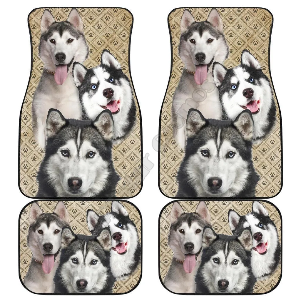 

Husky Car Floor Mats Funny For Husky Dog Lover 3D Printed Pattern Mats Fit for Most Car Anti Slip Cheap Colorful