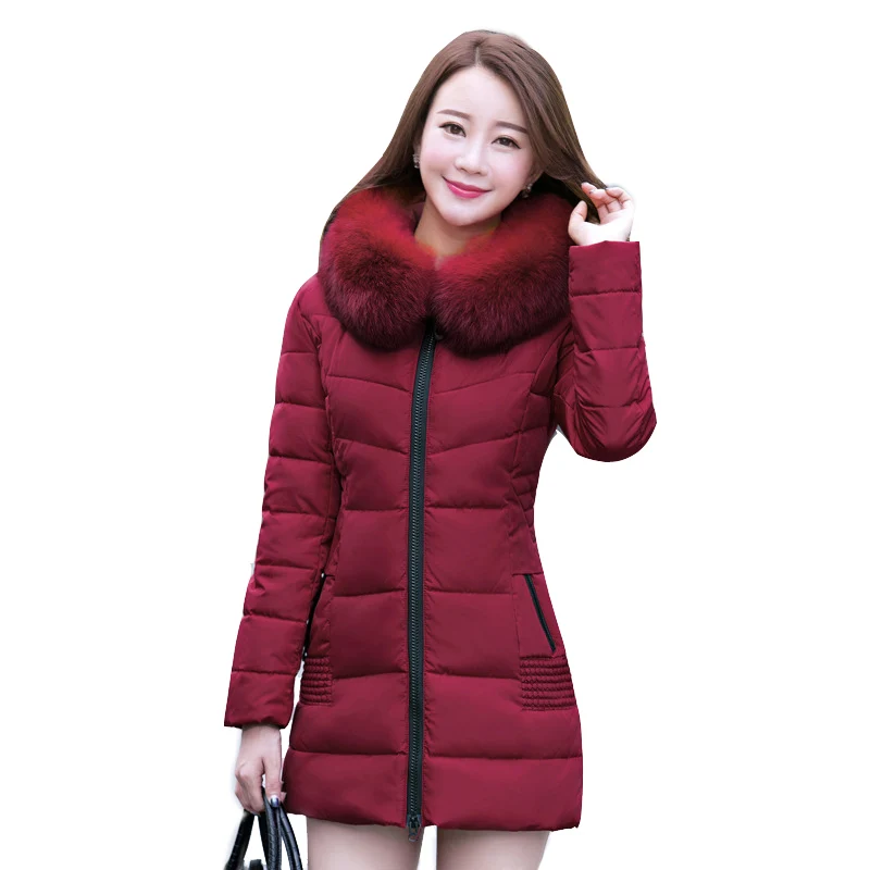 Winter Jacket Women 2022 Female Coat Hooded Slim Outwear Woman Long Parka Faux Fur Cotton Padded abrigos mujer invierno QQ029