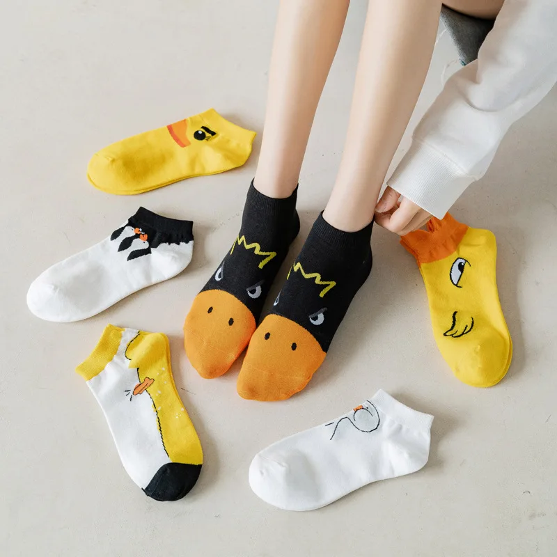 

Socks Summer Spring Autumn Fashion Woman Funny Duck Print Cotton Socks Female Funny Streetwear Cute Kawaii Cartoon Sock Harajuku