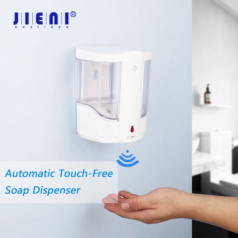 JIENI Liquid Soap Dispenser 700Ml Automatic Smart Sensor Touchless ABS Electroplated Sanitizer Dispensador Bottle for Bathroom