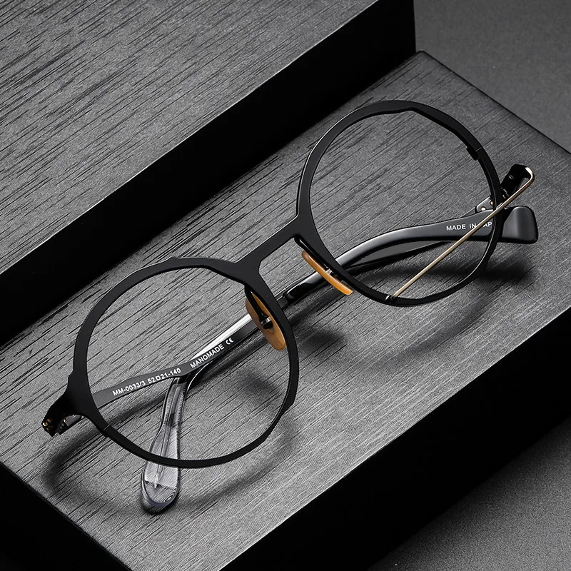 BETSION Custome Titanium Japan Round Glasses Women Vintage Myopia Optical Prescription Eyeglasses Frames Clear Eyewear Oculos