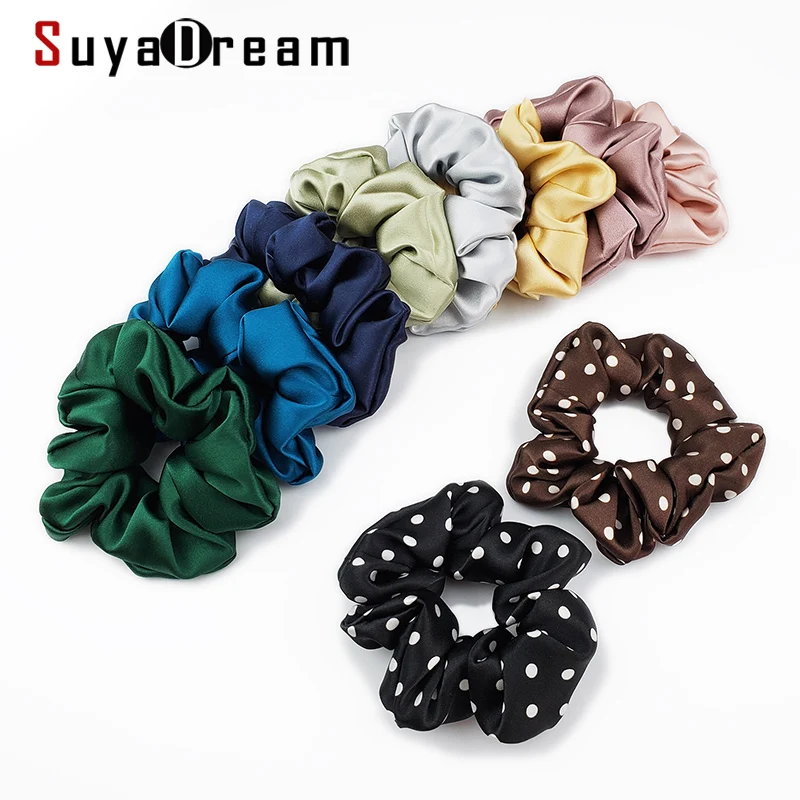 SuyaDream Woman Silk Elastic Hair Ties 19mm 100%Mulberry Silk Solid Solid Hairband Healthy Hair Smoother Headwear