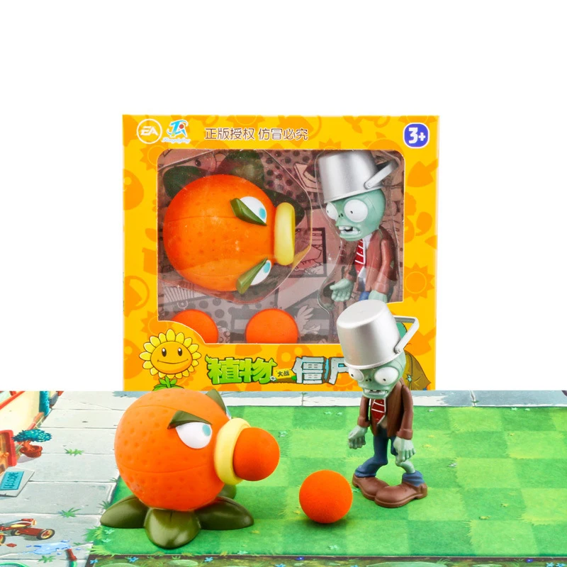 Figuras de ação de brinquedo para crianças, 2 sementes de plantas vs zumbi com cola macia, balde de ejeção cob chocolate, modelo de boneco sem caixa