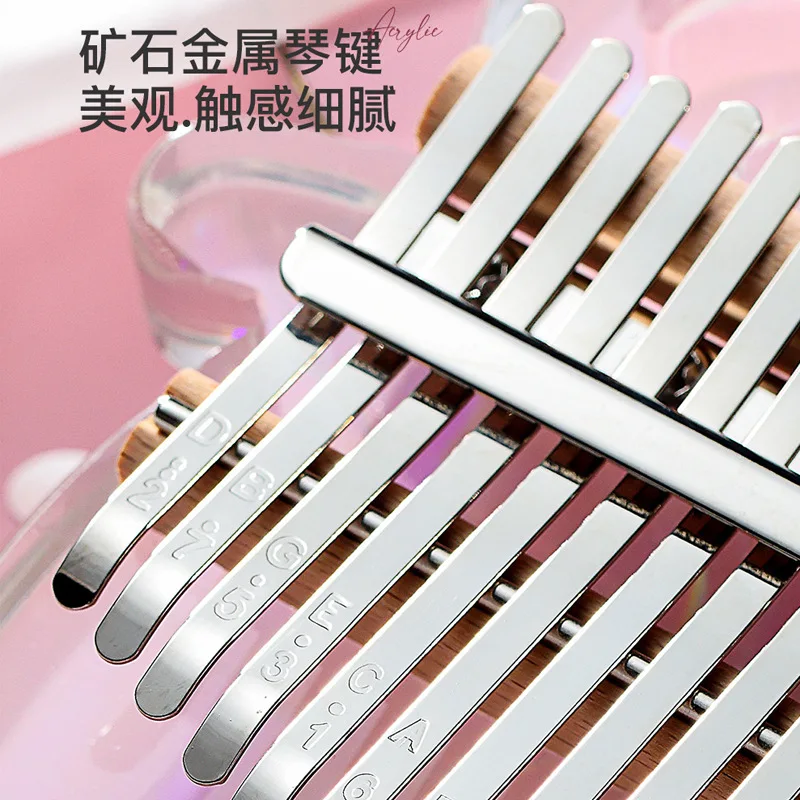 Hluru C 17 Keys kalimba note Crystal Thumb piano Transparent Acrylic Plate Water glass Finger piano Xylophone Musical instrument