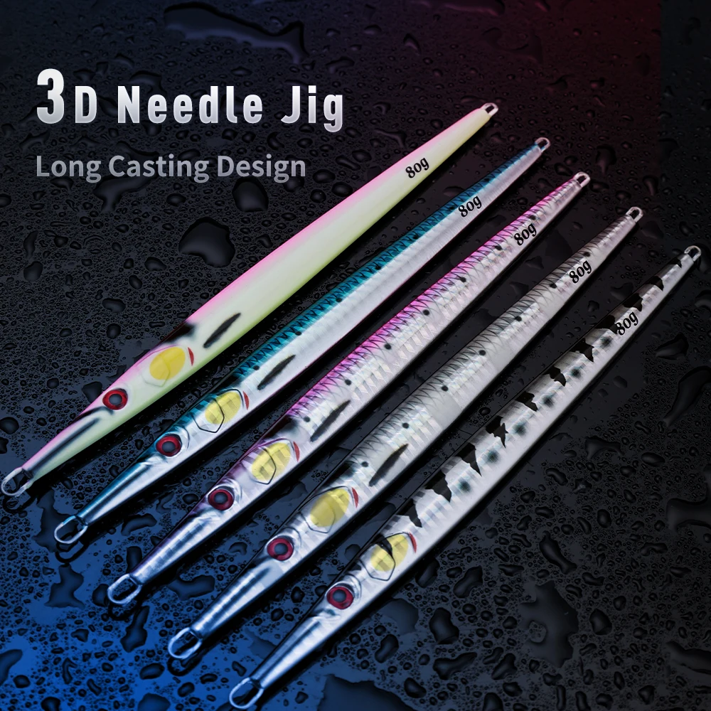 JIGGINGPRO 40g 60g 80g 100g 150g 3D Print Needle Jig Speed Jigs Saltwater Jigging Lure