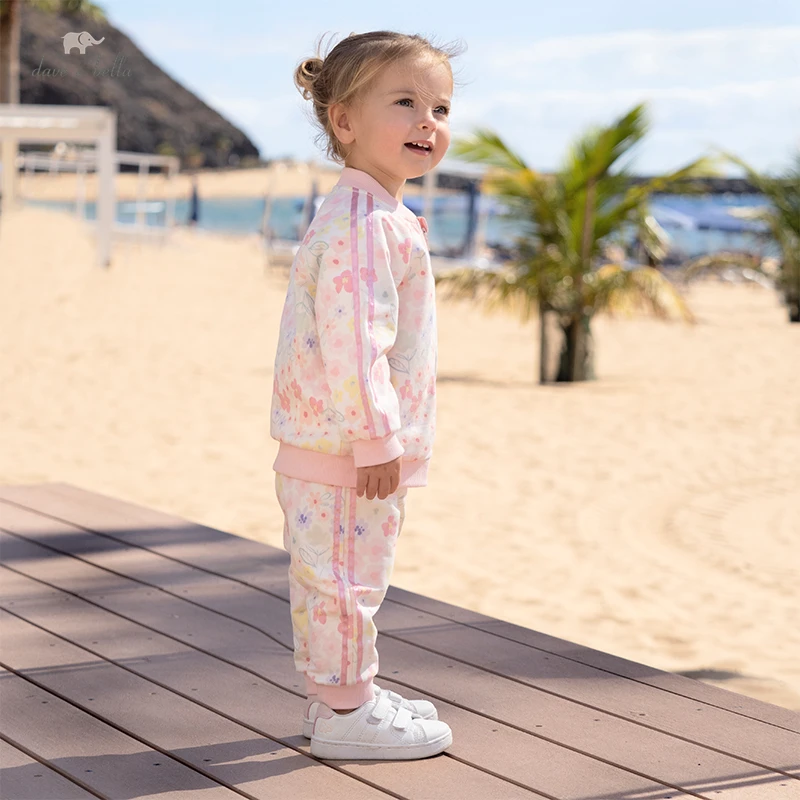 

DB1221109 dave bella spring baby girls cute floral print clothing sets kids girl fashion long sleeve sets children 2 pcs suit