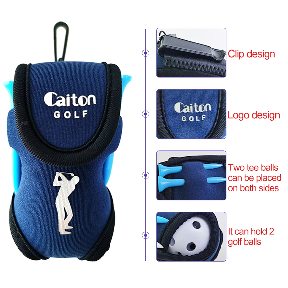 Golf Ball Waist Bag with 2 Balls and 4 Tees Set , Portable Golf Ball Storage Bag Holder Golfer Mini Waist Pouch Pack