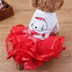 Miflame Dog Dress Princess Tutu Dog Fancy Dresses For Small Dogs Summer Dog Clothes Pomeranian Spitz Elegant Dogs Skirt Dress