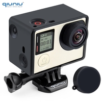 QIUNIU Protective Housing Extension Frame Mount House Case for GoPro Hero 3 3+ 4 with LCD/Battery Bacpac for Go Pro Accessories