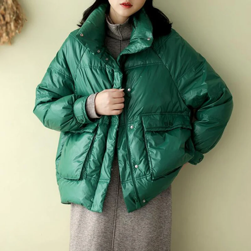 SEDUTMO 2020 Winter Women Duck Down Jackets Short  Casual Oversize Coat  Autumn Fashion Pocket Parkas ED1335