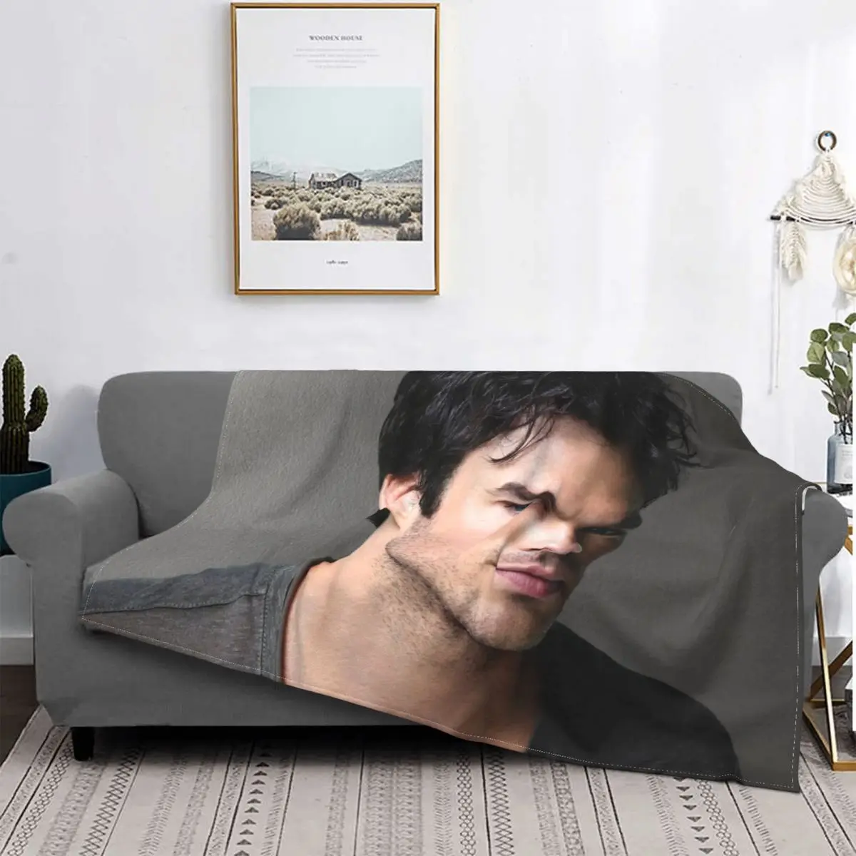 Damon Salvatore Blankets Fleece Decoration Ultra-Soft Throw Blankets for Bedding Bedroom Plush Thin Quilt