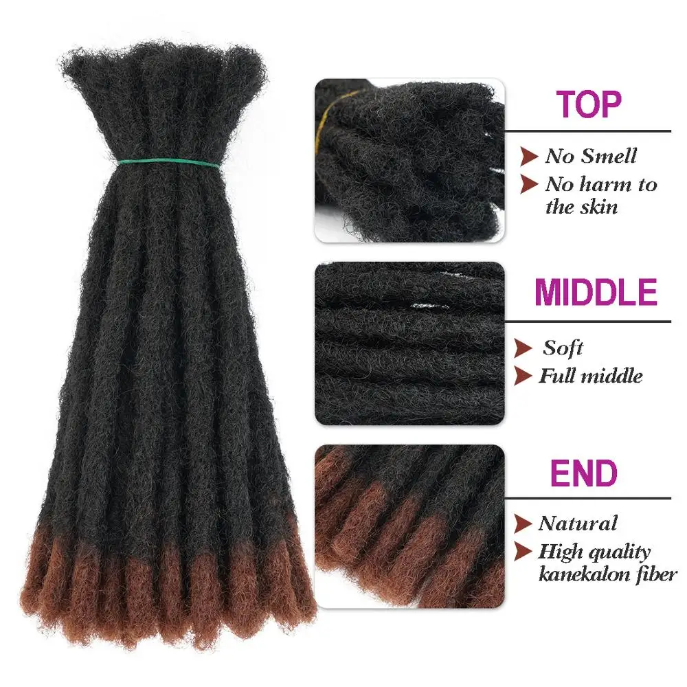 Extensiones de pelucas sintéticas hechas a mano para mujeres negras, rastas negras, Reggae, pelo trenzado de ganchillo, 6-20 pulgadas