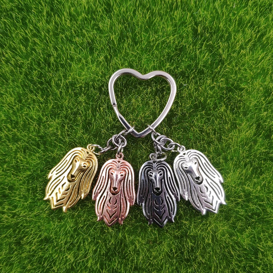 New Fashion Afghan Hound Dog Animal Cute Gold Silver Plated Keychain For Bag Car Women Men Love Christmas Day  K190