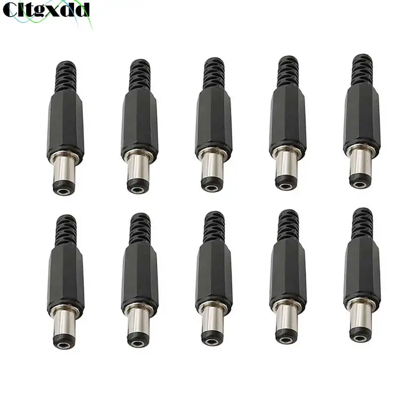 Cltgxdd 10PCS 12V 3A 5.5 x 2.5 mm Plastic Male Plugs + DC Power Jack Female Socket Panel Mount Connector 5.5*2.5 mm