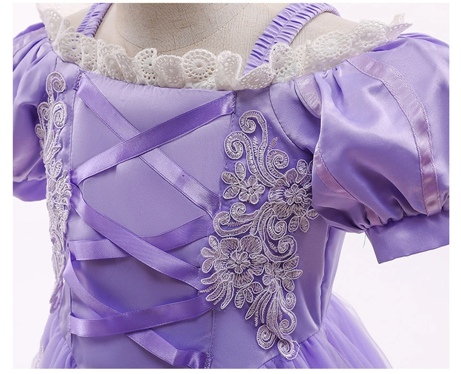 Mädchen Cosplay Prinzessin Aurora Rapunzel verkleiden Kinder Weihnachten Halloween Tüll Kostüm für Kinder Mädchen Geburtstag – Detail 6
