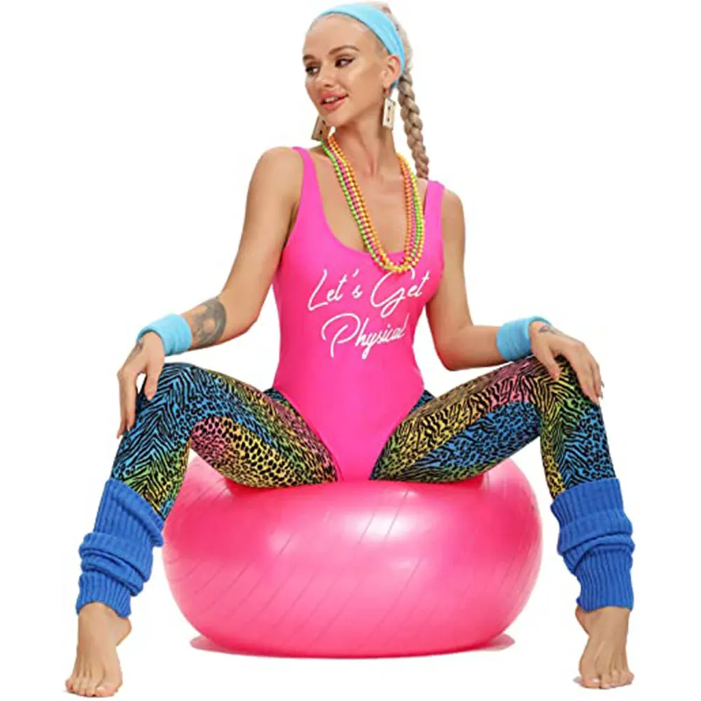 Women's Retro 80s/90s Inspired Bodysuit High Cut One Piece Swimsuit Bathing Suit Halloween Costume Bikini Sexy Hot Pink Swimwear