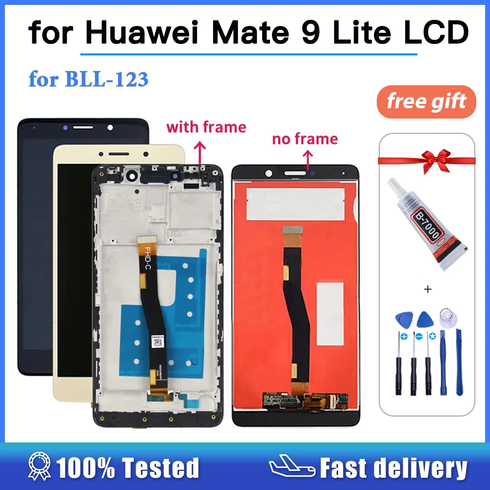 

Протестировано для Huawei Mate 9 Lite, 5,5-дюймовый ЖК-дисплей BLL-L23, сенсорный экран для Huawei Honor 6X, дигитайзер в сборе с рамкой