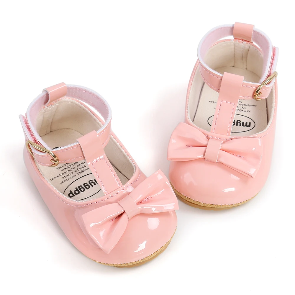 2021 Spring Baby Shoes PU Leather Newborn Boys Girls Shoes First Walkers Princess Bowknot Baby Prewalker