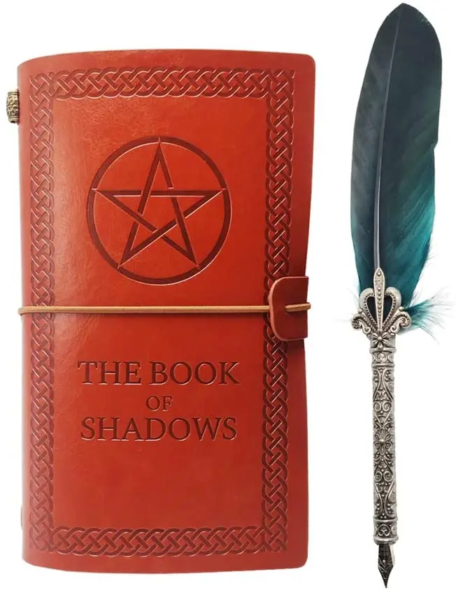 Book of Shadows: Fux Leather Bound Jounal Blank and Lined Journal, 150 Pages Spells Records, Large Pentacle (Magick Gifts)