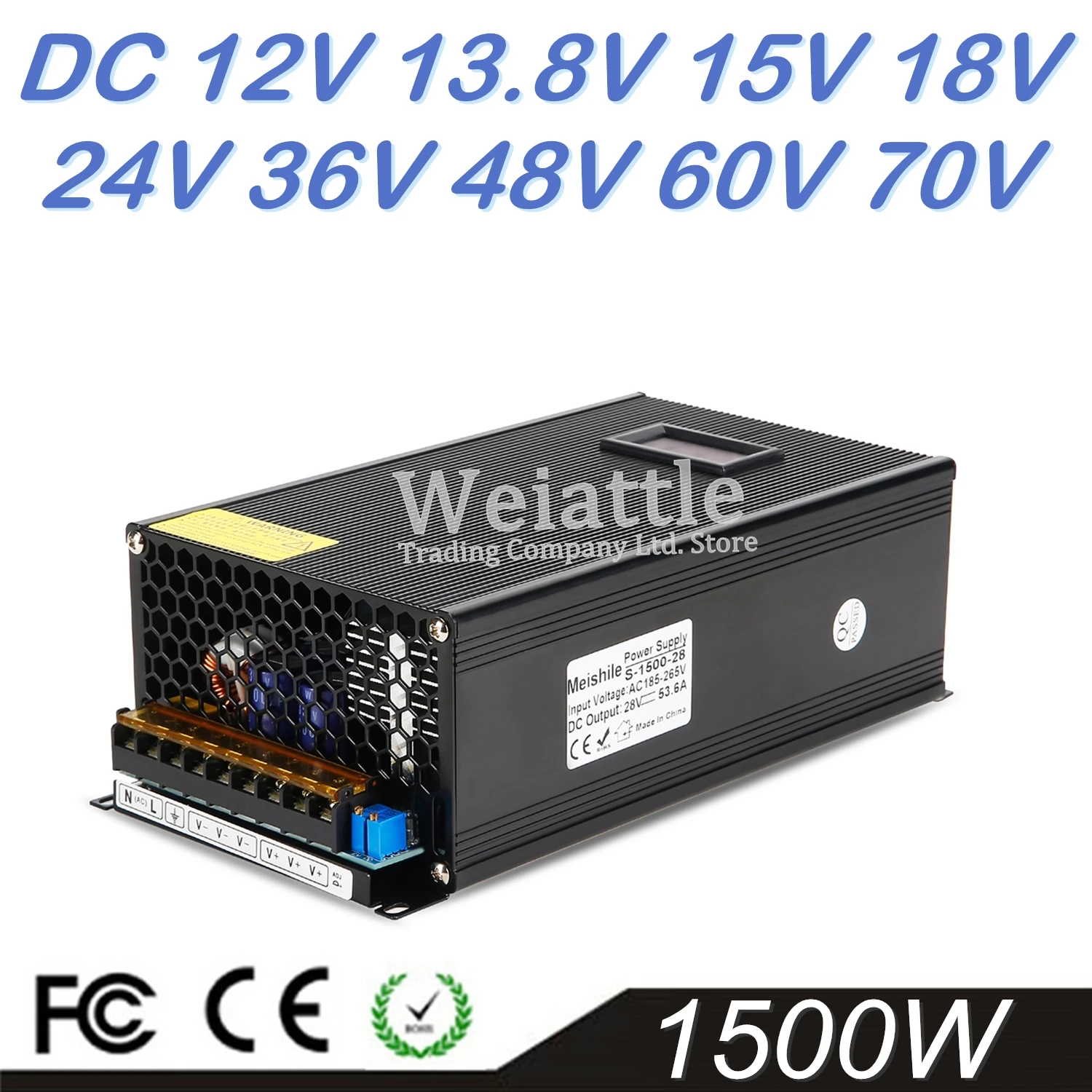 

SMPS DC12V 125A 15V 100A 24V 36V 48V 60V 25A 70V 20A Motor Driver Switching Power Supply 110V 220V AC Transformer CNC Industry